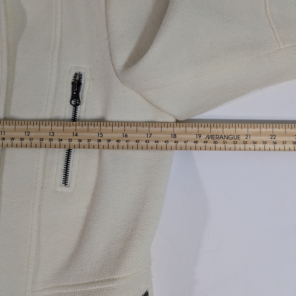 Vince Cream Wool Blend Blazer Jacket - Zipper Detail - Size 10 - Picture 9 of 16
